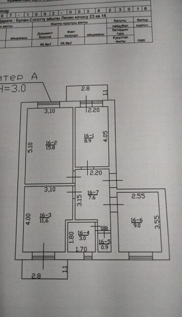 куплю дом горот токмок: 3 комнаты, 56 м², Индивидуалка, 4 этаж, Евроремонт