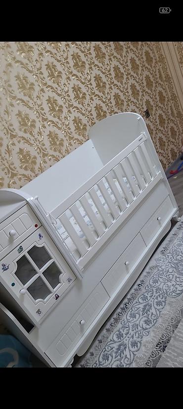 hamam kranti: Uşaq beşiyi – çoxfunksiyalı, ağ rəng - Material: MDF/taxta — 5