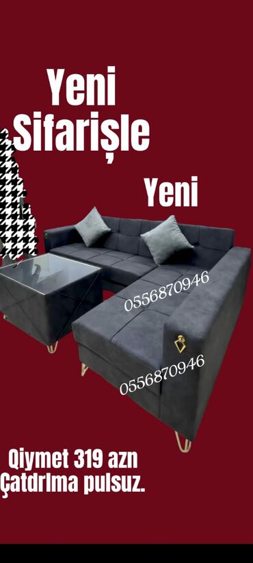 Sifarişlə divanlar: Künc divan, Qonaq otağı üçün, Parça, Bazalı, Açılan, Kitab — 16