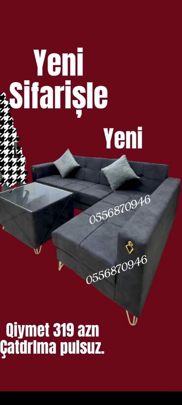 Sifarişlə divanlar: Künc divan, Qonaq otağı üçün, Vеlur parça, Bazalı, Açılan, Kitab — 15