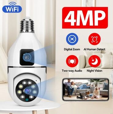 mini kameralar: Wifi Lampa E27 Camera dual lens PTZ 4MP YI IOT Firması yüksek