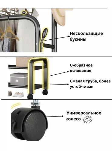 Микроволновки: Кронштейн Для одежды, Материал: Металл, На колесах, Новый