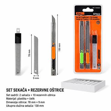 KMT Style set skalpela 9 mm – 10 delova Opis: - Set sadrži: 2 sekača