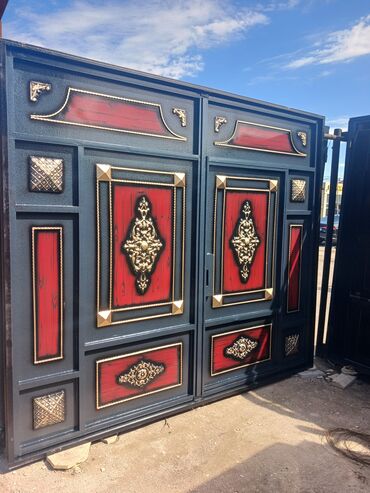 Həyət darvazaları: Dəmir Həyət darvazası, Yana açılan, Mexaniki, Qapı ilə, rəng - Qara — 20