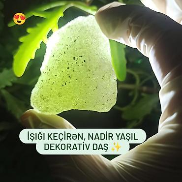 Dekorativ daşlar: Təbii Yaşıl Kristal Daş Satılır | Hədiyyə və Kolleksiya üçün Enerji — 1