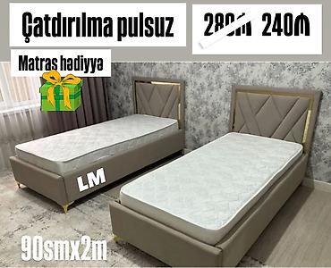 il: Müasir tək nəfərlik çarpayı dəsti - Ölçü: 90 sm x 2 m - Rəng: bej — 1