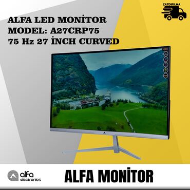 Sərt disklər (HDD): Monitor led "alfa, curved 75hz 27 inch" alfa led monitor model