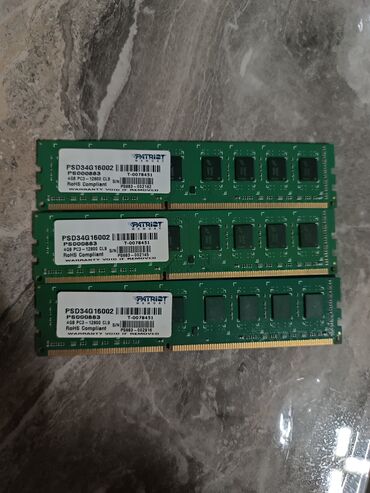 Оперативная память (RAM): Оперативная память, Б/у, Patriot, 12 ГБ, DDR3, 1600 МГц, Для ПК