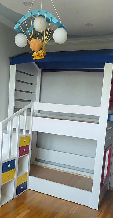 Uşaq otağı üçün iki mərtəbəli taxta çarpayı komplekti - Material
