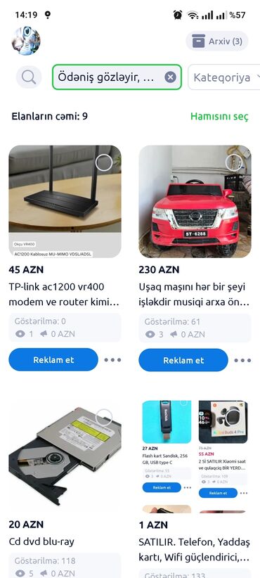 pubg mobile hesap satiş azerbaycan: Satılır ModemRouter, uşaq maşını kompyuter cd yuvası, və digər