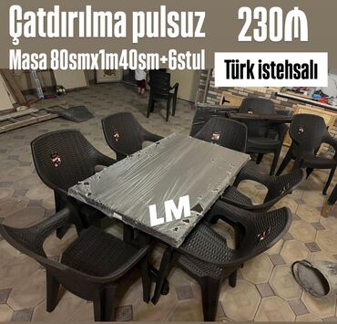 Mətbəx mebeli: Yeni Plastik masa dəsti📌 _*Türk istehsalı masa+6STUL*_ 📌 *Qiymət