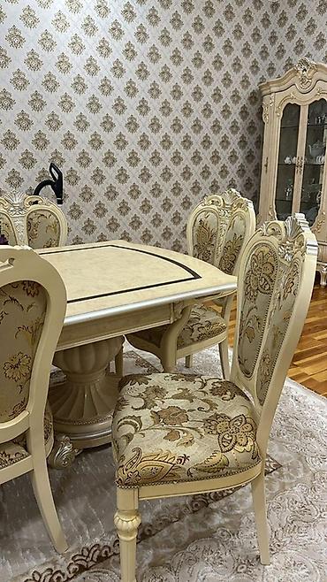 bağ ucun stol: Klassik üslubda qonaq otağı mebel dəsti Tərkibi: - Yemək masası – — 2