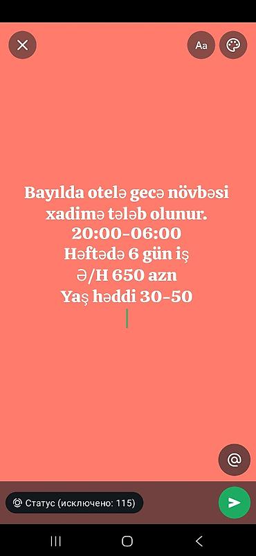 fabrik vakansiya: Xadimə tələb olunur, Aylıq ödəniş, 30-45 yaş — 1