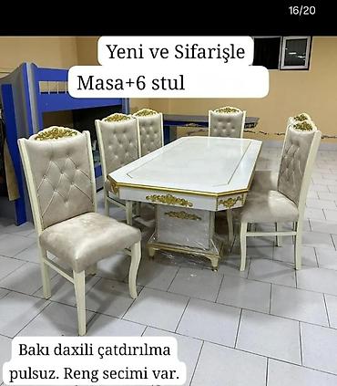 Masa və oturacaq dəstləri: Masa–stul dəsti - Klassik üslubda 1 ədəd iri yemək masası və 6 ədəd — 18