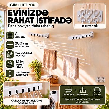 ucuz utu: Gimi Lift 200 sm — tavan və divar üçün paltar quruducusu Gimi Lift — 4