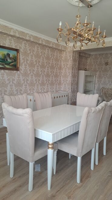 qonag desti: Для гостиной, Нераскладной, Прямоугольный стол, 6 стульев, Турция