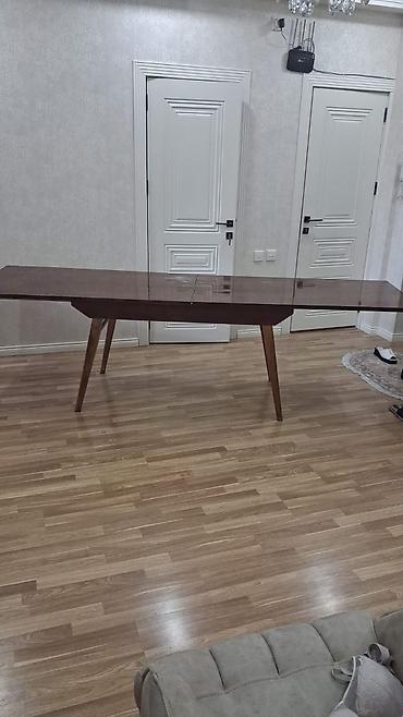 taxta mişar: Açılıb-bağlanan yemək masası - Material: tam ağac (tünd qəhvəyi — 4