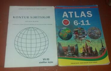 atlas xəritələr toplusu: Atlas və kontur xəritə VI-XI iksi bir yerdə 4 manat