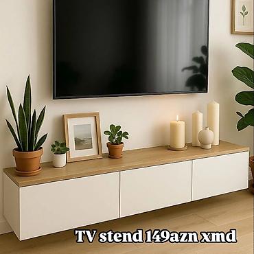 tavan ustası: TV stend - Divara asılan, minimal dizaynlı TV stend - Üst səth dekor — 2