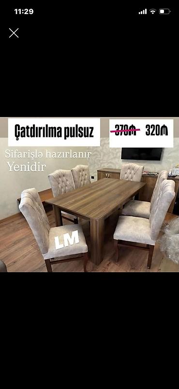 is stulu: Yemək otağı dəsti – masa və 6 ədəd stul - Material: taxta görünümlü — 1