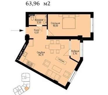 Продажа квартир: 2 комнаты, 64 м², Элитка, 14 этаж, Евроремонт — 3