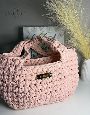 novcanica: Ručna pletena torba Lolliknit - Materijal: debela pamučna traka — 1