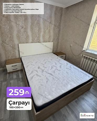 Çarpayı – 160×200 sm - Mexanizm: açılmayan, bazasız - Matras: 1 ədəd