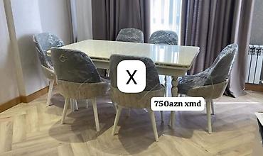 Yemək otağı dəsti - Dəst tərkibi: 1 masa + 6 stul - Rəng: açıq