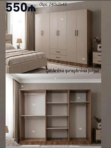 kombi ucun dolab: Məhsul: Dormitor üçün 4 qapılı qarderob - Ölçü: 240 x 200 x 45 sm — 1