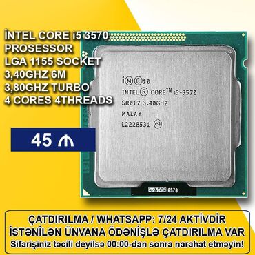 Digər kompüter aksesuarları: Prosessor Intel Core i5 Core i5 3570, 3-4 GHz, 4 nüvə, İşlənmiş