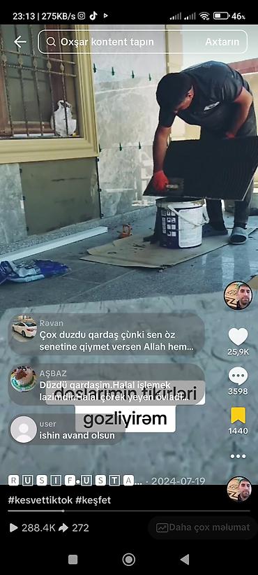 kafel ustası: Kafel kermaqranit isləri gorurəm.20 ilə yaxindi.əlaqə nomrəm0708770507 — 2