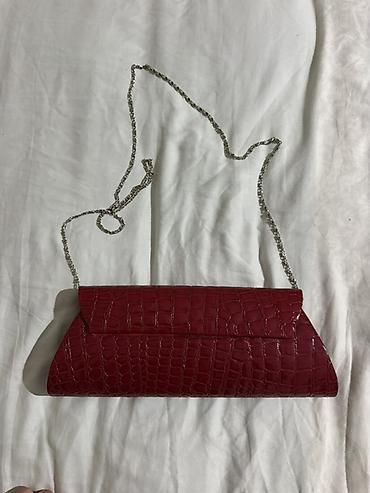 gumuș: Qırmızı kroko naxışlı qadın axşam çantası - Stil: zərif klatç/saplı — 2