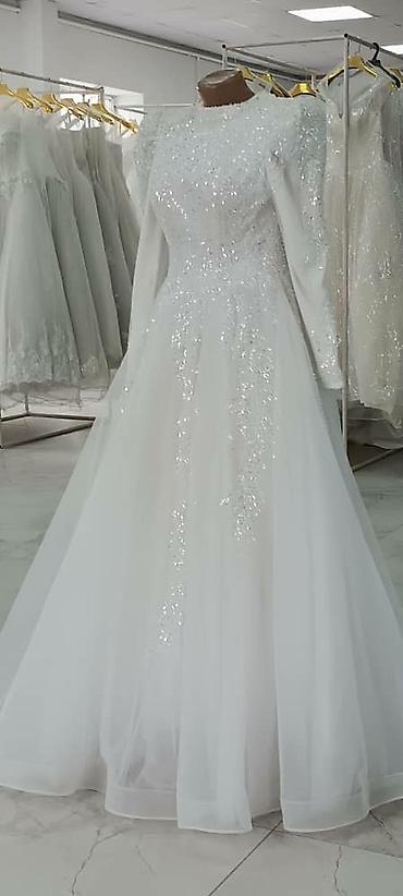 Свадебные платья: Свадебное платье, Закрытое, Мусульманское, Открытая спина, Русалка, Б/у — 3