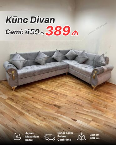 salon üçün divanlar: Künc divan, Yeni, Açılan, Bazalı, Parça, Şəhərdaxili pulsuz çatdırılma