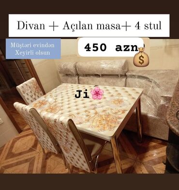 ucuz künc divanlar: Künc divan masa ve 4 oturacaq rəng seçimi var