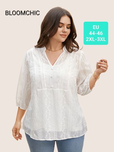 kosulja sa cirkonima: 3XL (EU 46), Cvetni, bоја - Bela