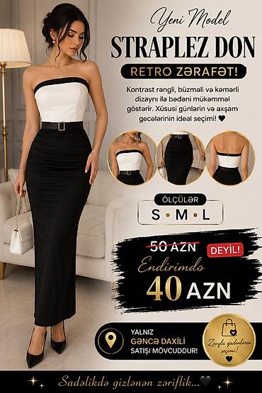 axşam smeni: Yeni model straplez don – retro zəriflik! İki rəngli kontrast üst — 1