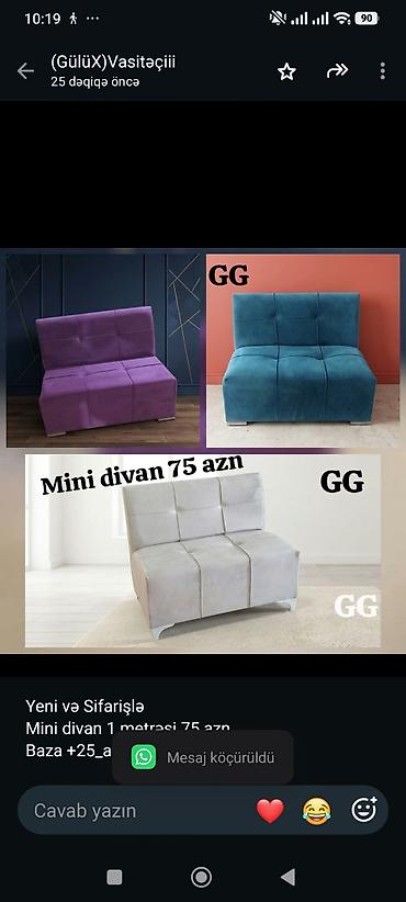 Yeni və Sifarişlə Mini divan 1 metrəsi 75 azn Baza +25_azn Hündür