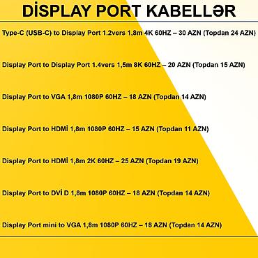 Digər kompüter aksesuarları: Display Port Kabellər ⭐Type-C (USB-C) to Display Port 1.2vers 1,8m 4K — 2