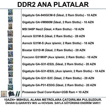 Operativ yaddaş (RAM): Ana Platası DDR2 Ana Platalar, İşlənmiş