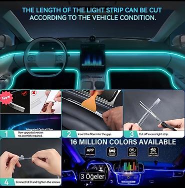 07 salon: Avtomobil üçün RGB LED salon işıqlandırma dəsti Xüsusiyyətlər: - RGB — 5