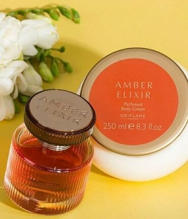 oriflame kişi ətirləri: Oriflame "Amber Elixir " parfum dest. Parfum 50ml.+ beden kremi 250ml