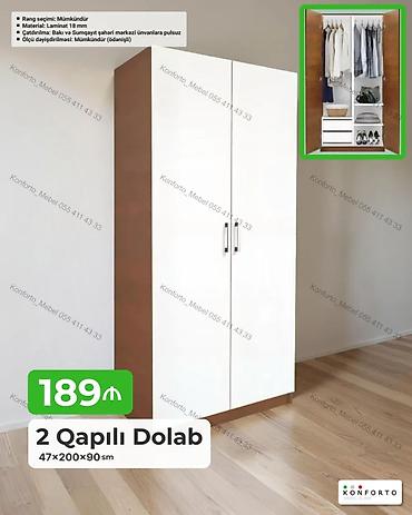 Dolablar: 2 qapılı geyim dolabı - Ölçü: 47×200×90 sm - Material: 18 mm laminat — 1