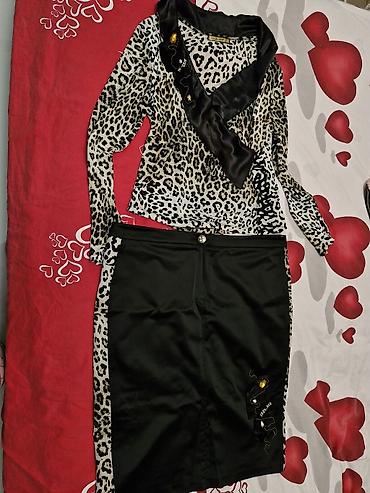 leopard: Qadın geyim dəsti – leopar printli bluz və qara ətək - Dəst: 2 parça — 3