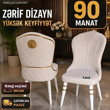 metbex stullari: Zərif dizayna malik yumşaq oturacaq stul. Yüksək keyfiyyətli parça ilə — 1