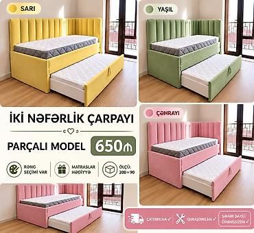 İki nəfərlik çarpayı – parçalı model - Ölçü: 200 × 90 - Alt hissədən