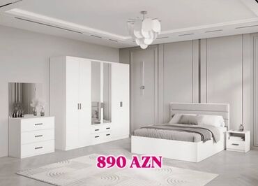 Yataq otağı dəstləri: 2 təknəfərlik çarpayı, Dolab, Tumba, 2 tumba, Azərbaycan, Yeni — 9