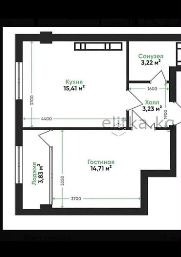 archa group: 1 комната, 40 м², Тунгуч мкр Элитка, 11 этаж, ПСО (под самоотделку) — 2
