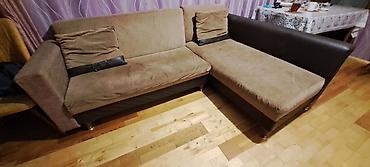 2 divan: Künc divan, İşlənmiş, Açılan, Bazalı, Vеlur parça, Çatdırılma yoxdur — 3