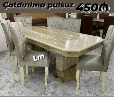 Комплекты столов и стульев: Для гостиной, Новый, Квадратный стол, 6 стульев, Азербайджан